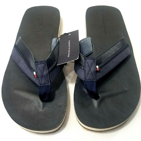 Tommy Hilfiger Men's Flip Flop Sandal Navy Stylish & Comfortable Black Size 13 - Picture 1 of 6